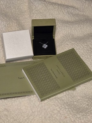 Van Cleef & Arpels 18K WG 16.54 Vintage Alhambra Chalcedony Necklace