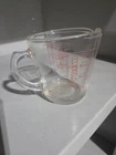 Vintage Pyrex Measuring Cup 508  1 Cup 8oz Red Lettering Closed D Handle