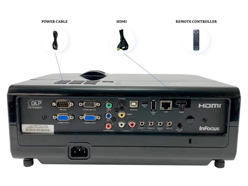 InFocus IN3124 DLP Projektor XGA Konferenzraum 4800 ANSI 3D 4K HDMI Bundle - Bild 4 von 4