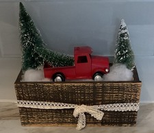 Red Christmas Mini Truck  Tree Figurine Decoration Tabletop