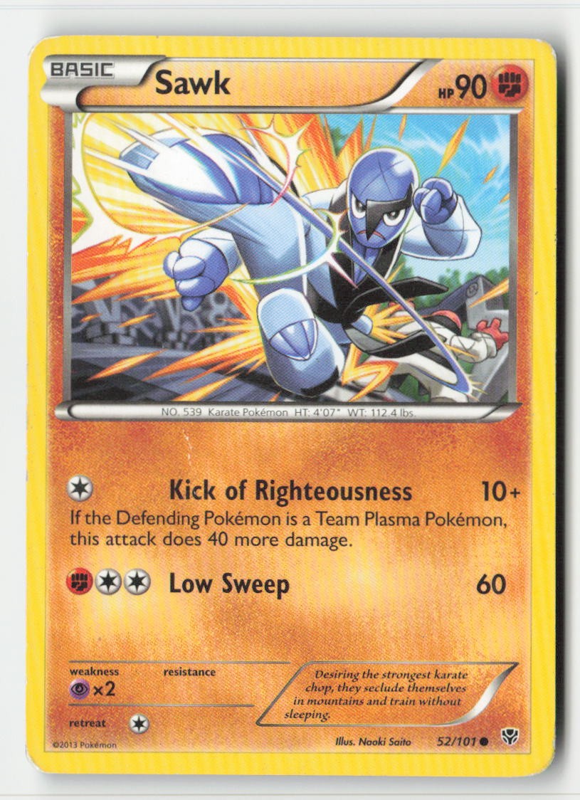 Sawk 52/101 Common Plasma Blast Pokemon Lightly Played