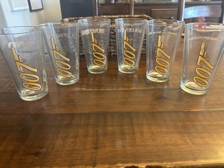 set of 6 james bond movie 16oz drink glasses vintage
