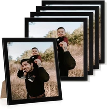 8x8 Black Picture Frame Set of 5, Wall or Tabletop Display for Photos & Document