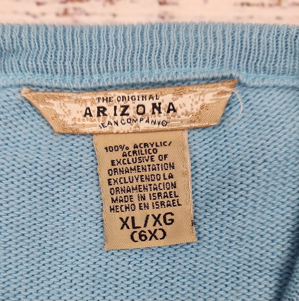 Arizona Girls Blue Argyle Heart Cardigan Sweater 6X Button Front VTG Y2K Style - Image 4 of 4