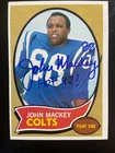 John Mackey Autographed  1970 Topps Football Card #62 Colts Hall of Fame