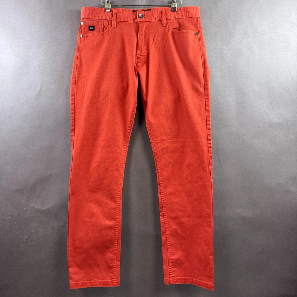 Pantalones de mezclilla Oakley para hombre 36x32 naranja golf campo de conducción oficina trabajo ajustados Foto 2 de 4