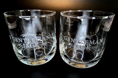 (185) Set Of 2 Gentleman Jack Whiskey Smooth Bottom Glasses