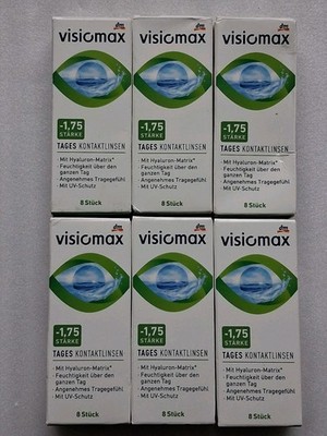 Neu 6x8 Stück DM VISIOMAX TAGES KONTAKTLINSEN Stärke -1,75 - Weich - MHD 6/2029