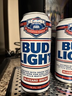2 BUD LIGHT BUFFALO BILLS FAREWELL SEASON BLIZZARD BREW BEER CAN 16oz MAFIA