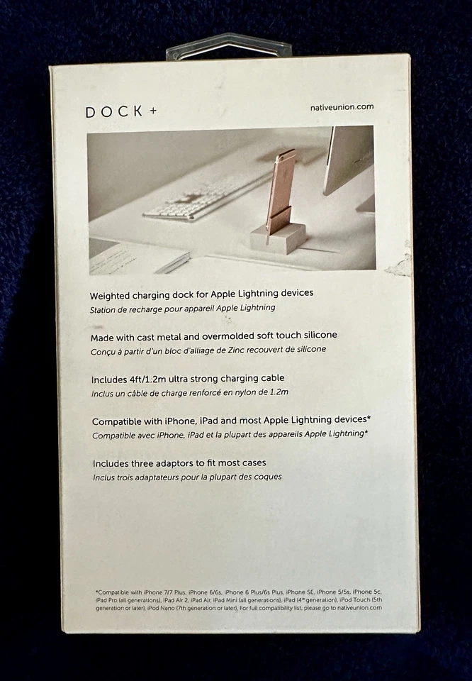 Native Union Weighted DOCK+ Beige & Rose Gold for Apple iPhone 7+/6+/6S/5C Cable - Image 2 of 4