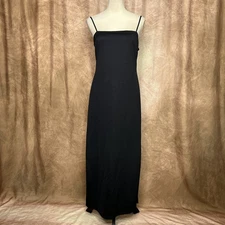 Vintage 90s Black Sleeveless Spaghetti Strap Maxi Shift Dress Square Neck Indie
