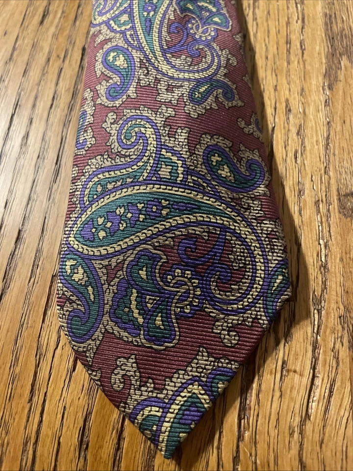 Corbata vintage usada en excelente estado Ike Behar New York seda cachemira hecha en EE. UU. Foto 2 de 4