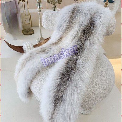 Women Handmade Knitted 100% Real Fox Fur Scarf Shawl Scarves & Wraps Warmer
