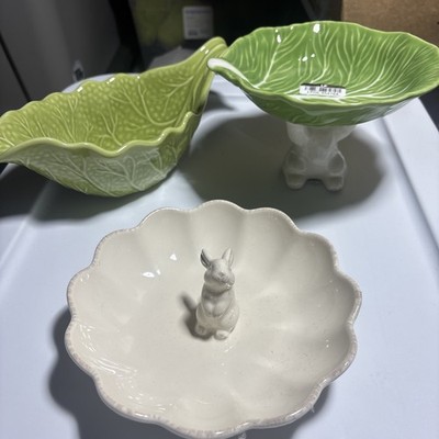 Target Threshold Easter Bunny Cabbage Leaf Dessert Dish Gravy Dish N Candy dish!