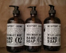 3 Bottles Newport+Home Hand Soap 16oz Rosemary Mint&Wild Lavender Essential Oil