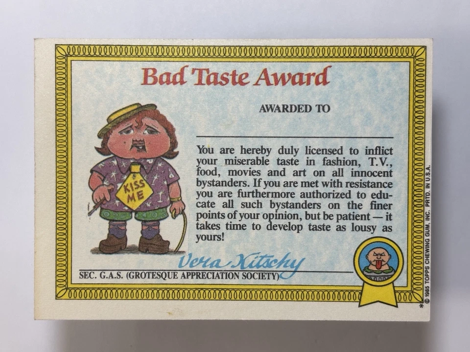 1985 Topps Garbage Pail Kids -Series 1 -Matte #9a BOOZIN’ BRUCE (EX) See PICS! - Image 4 of 4