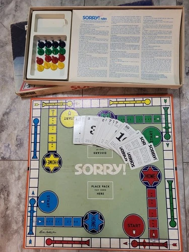 Parker Brothers Sorry! Board Game Vintage 1972 Complete w/ Extra Deck of Cards