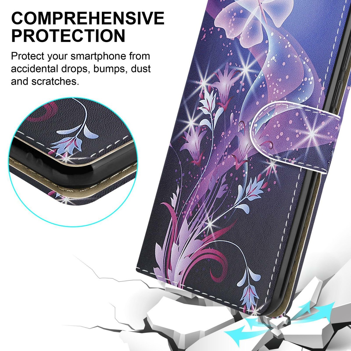 Pixfab Custodia Portafoglio Per Oppo Find X3 Lite 5G | Pelle PU Con Slot Carte, Chiusura Magnetica E Cavalletto - 2