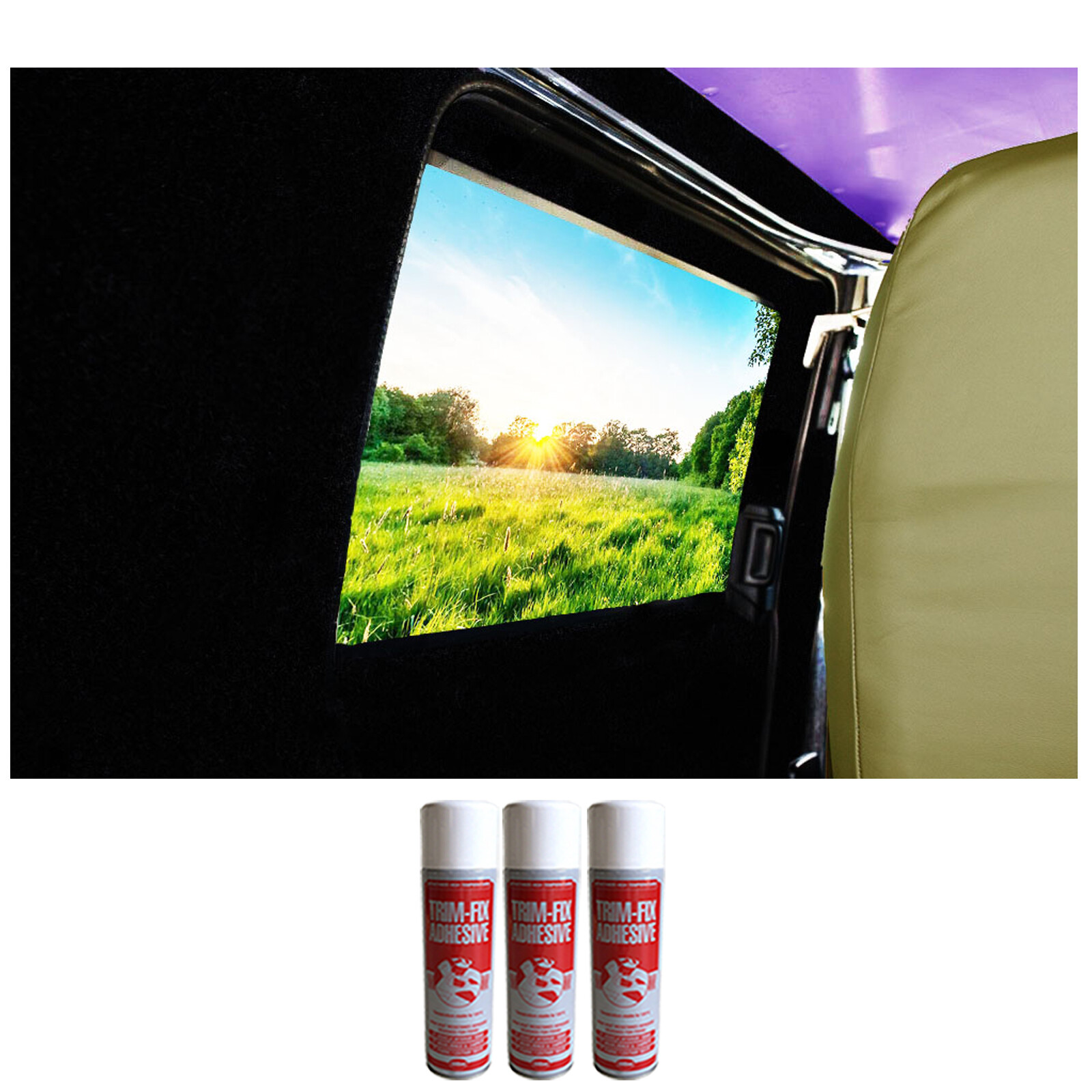 Black CamperVan Conversion Lining Kit 4 Way Stretch Carpet +Adhesive
