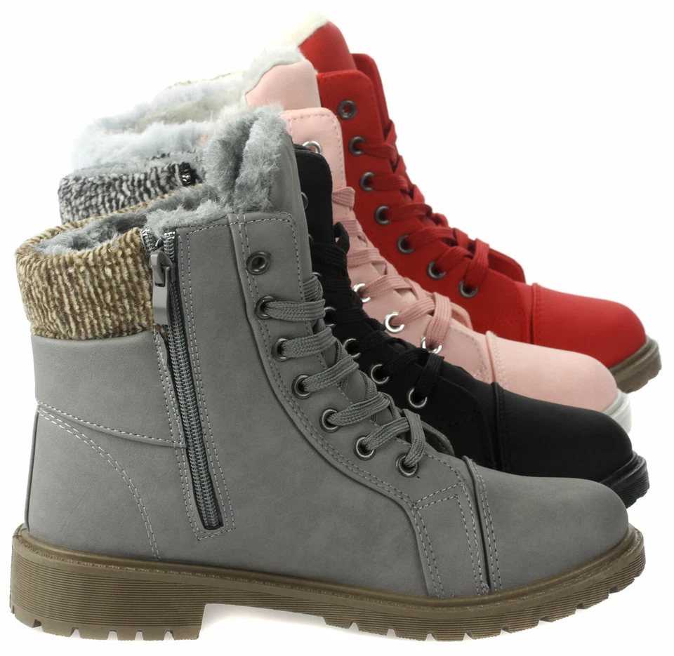 Damen Boots Stiefeletten Stiefel Winterschuhe Gefütterte Schuhe Schnür-Booty - Bild 3 von 4