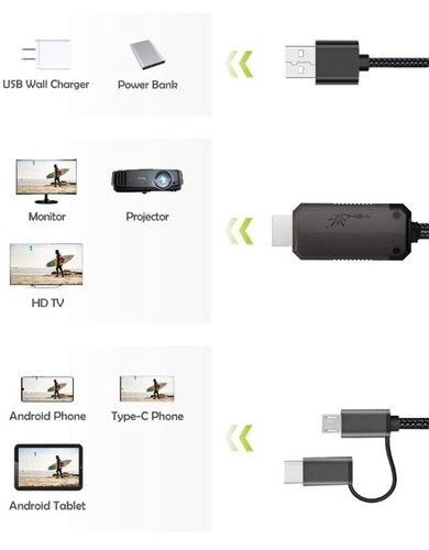 Cavo da USB C a HDMI, 2-in-1 Micro USB/MHL a Adattatore HDMI 1080P Yehua - Foto 3 di 6