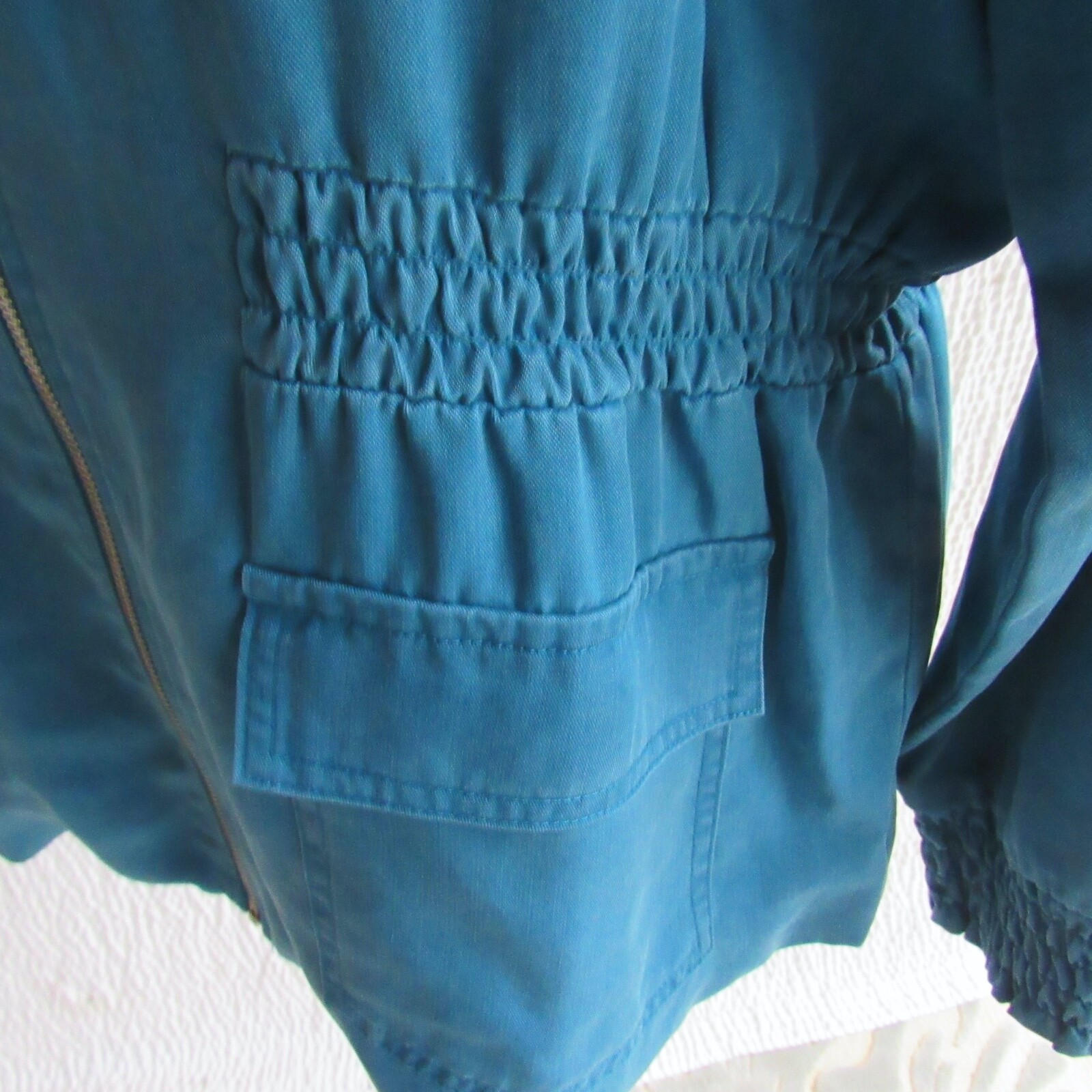 Solid Blue Jacket S Zips Brushed Soft Fabric Wome… - image 10