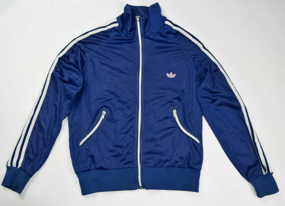 Adidas track zip jacket blue trefoil vintage firebird s.50