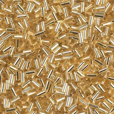 Miyuki Silver-Lined Gold Bugle Beads, Size 1, 3mm, 50 Gram BULK bag