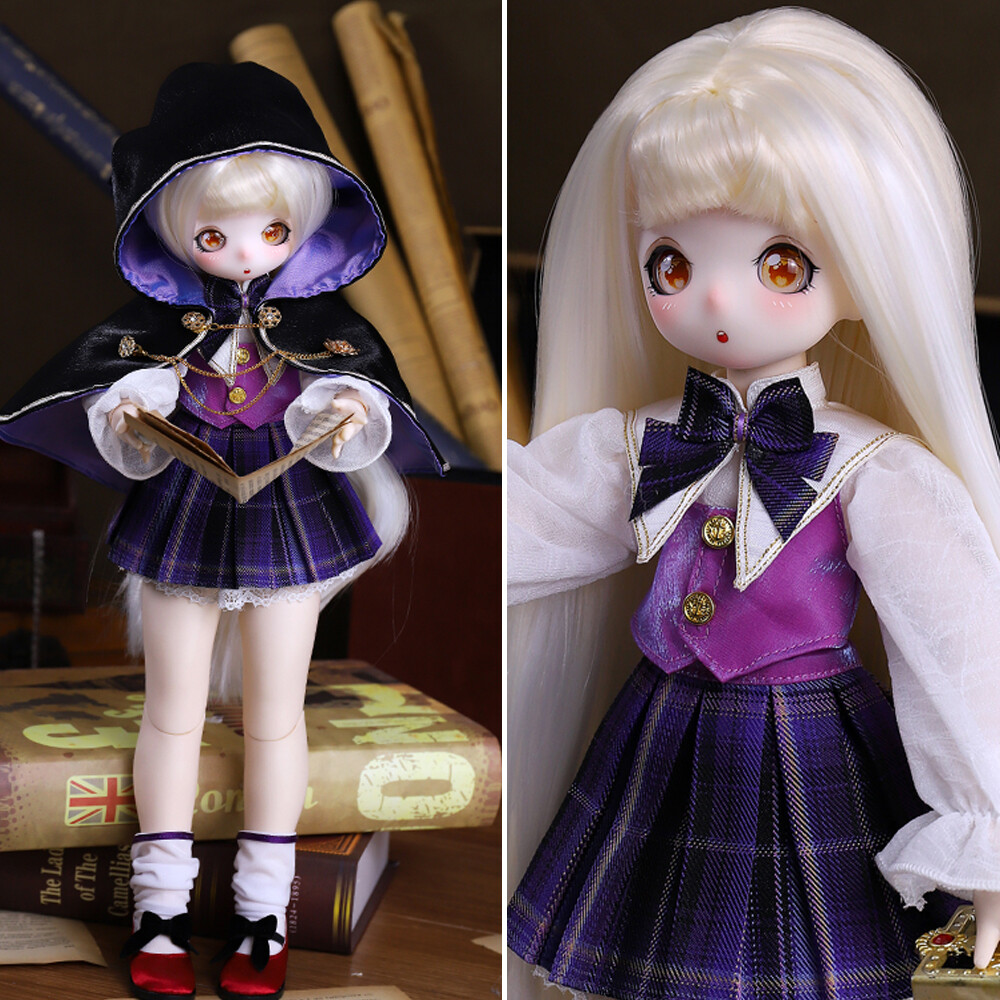 Fashion Girl Doll 1/4 BJD Doll with Dress Coats Socks Shoes Wigs