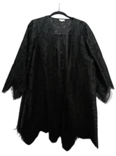 Love Fire Shaw Large Kimono Black Top Open Lace Sheer Boho Peasant Cover up Goth