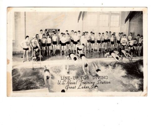 WW2 U.S. Naval Training Station  Great Lakes Illinois  Real Photo Diving Class - Picture 1 of 1