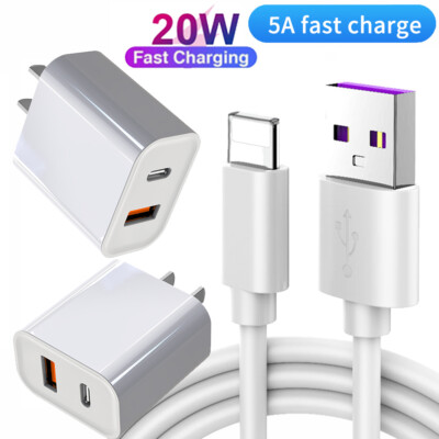 For iPhone 11/12/13 Pro/X/XR Fast Charger PD 20W Cable Cord Power Adapter  Type-C - Main Image