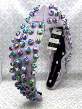 Lele Sadoughi Beaded Woven Knotted Headband Lavender Candy Carnival