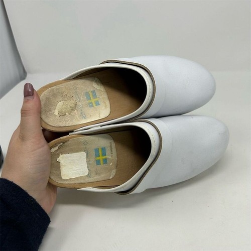 Zoccoli slip on svedesi Svensk Fotriktig in pelle bianca taglia 37 (taglia USA 6,5) - Foto 15 di 15