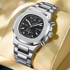 Men's Chronograph Luxury Business Stainless Steel Quartz Watch For Men Sports