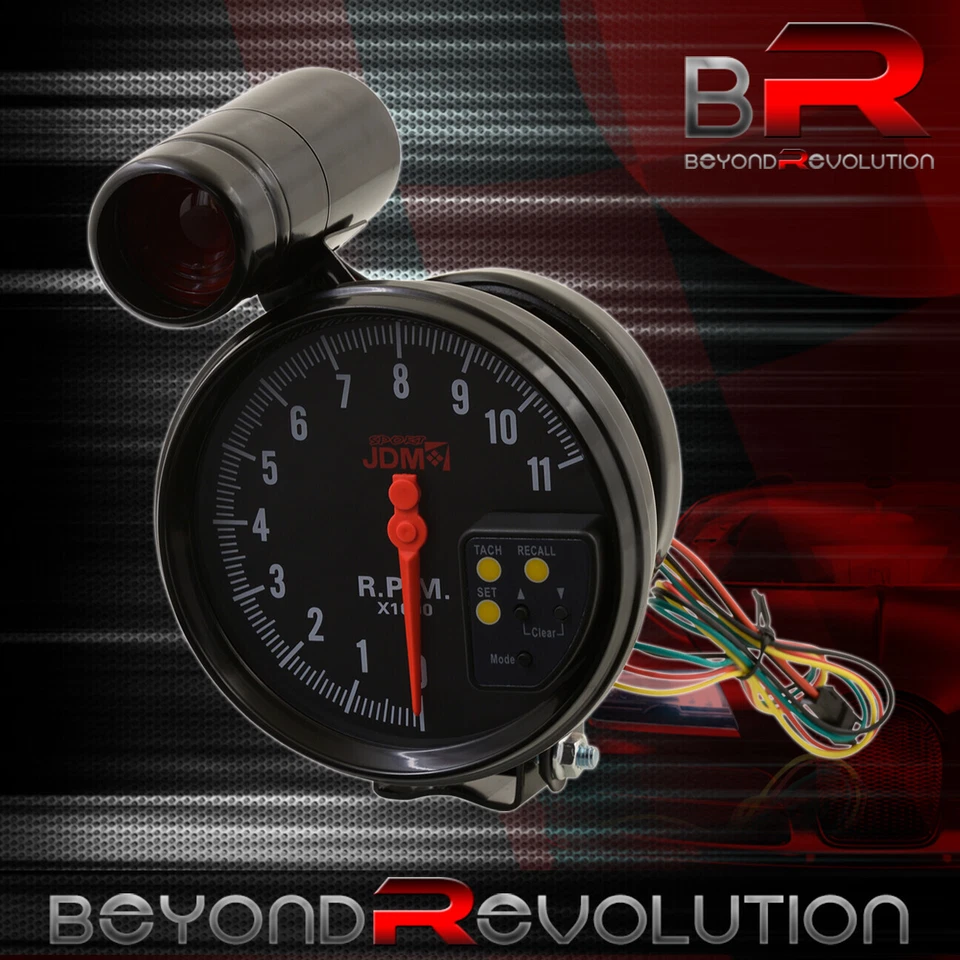 Velocímetro velocímetro universal 7 LED color negro calibre 5" luz de cambio roja JDM VIP Foto 4 de 4
