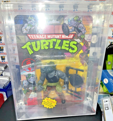 Rocksteady Pop-up Display TMNT AFA CAS MOC 1989 Playmates Soft Head Sealed FCF
