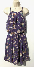 Blue Rain Women’s Strap Floral Blouson Dress Size S Stretch Waist 100% Polyester