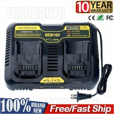 For Dewalt DCB102 Max Lithium Dual 2 Port Battery Charger DCB205 DCB206 12V- 20V