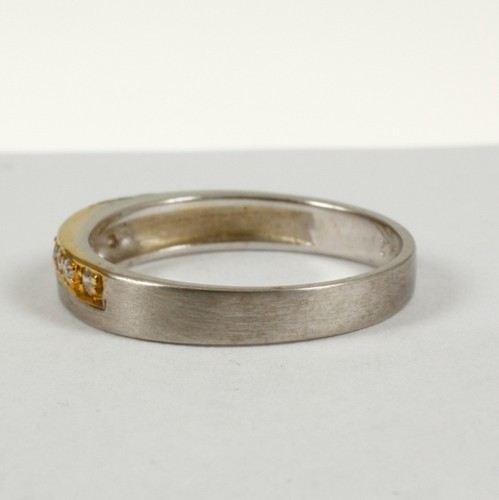 Falling Up Anillo En 585 Blanco Y Oro Amarillo con Brillante 0,12 CT W. Si - Imagen 2 de 2