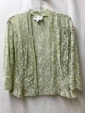 DAVID'S BRIDAL Light Celery Green 3/4 Sleeve Sequins Beading Jacket 16 12 / 14 