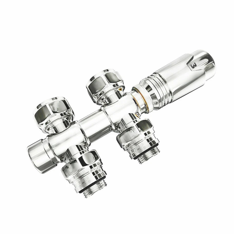 Multiblock Heizkörper Mittelanschluss Thermostatventil Hahnblock Eck Durchgang - Bild 2 von 4