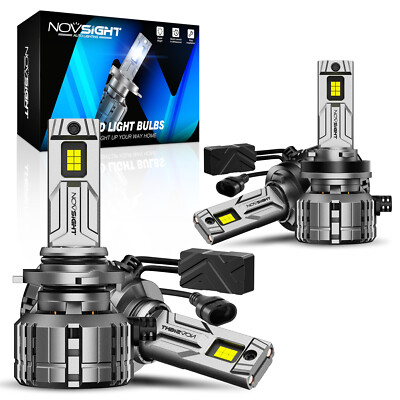NOVSIGHT H11 + 9005 LED Headlight Bulbs Kit High-Low Beam 6500K Super Bright 4pc