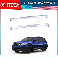 For 13-21 Nissan Pathfinder Roof Rack Cross Bar Top Rail Pair Silver Aluminum