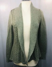 A. Giannetti Green Cardigan Shawl Collar Sz Med Open Front Wool Angora Blend