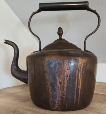 Marrokko Moses Ohana Stamped Copper Or Brass Teapot Tea Kettle Original Patina