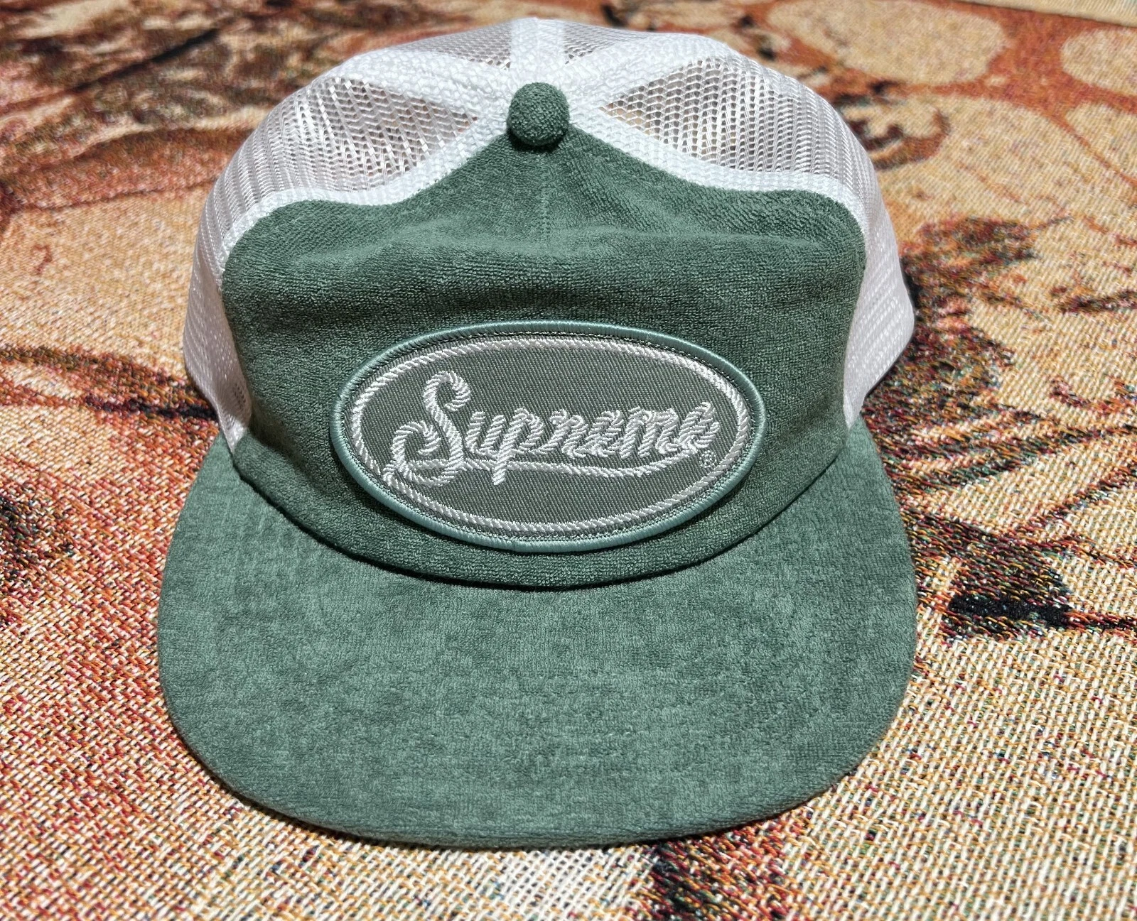 Chapeau Supreme Terry Mesh Dos 5 Panneaux Travail Sarcelle Neuf