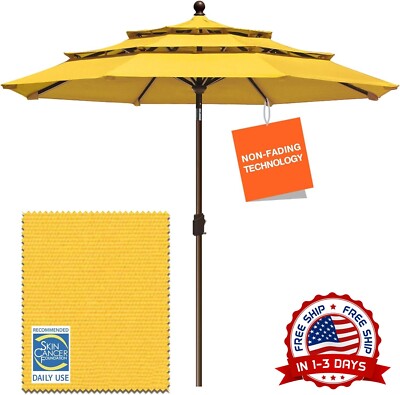 Sunnyglade 7.5ft Outdoor Patio Umbrella - Tan Polyester, Aluminum Pole, Manual Lift