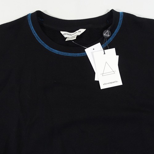 ELEVEN PARIS Negro Azul de Punto Medio Bolsillo Polar Jersey Sudadera Hombre New - Imagen 4 de 8