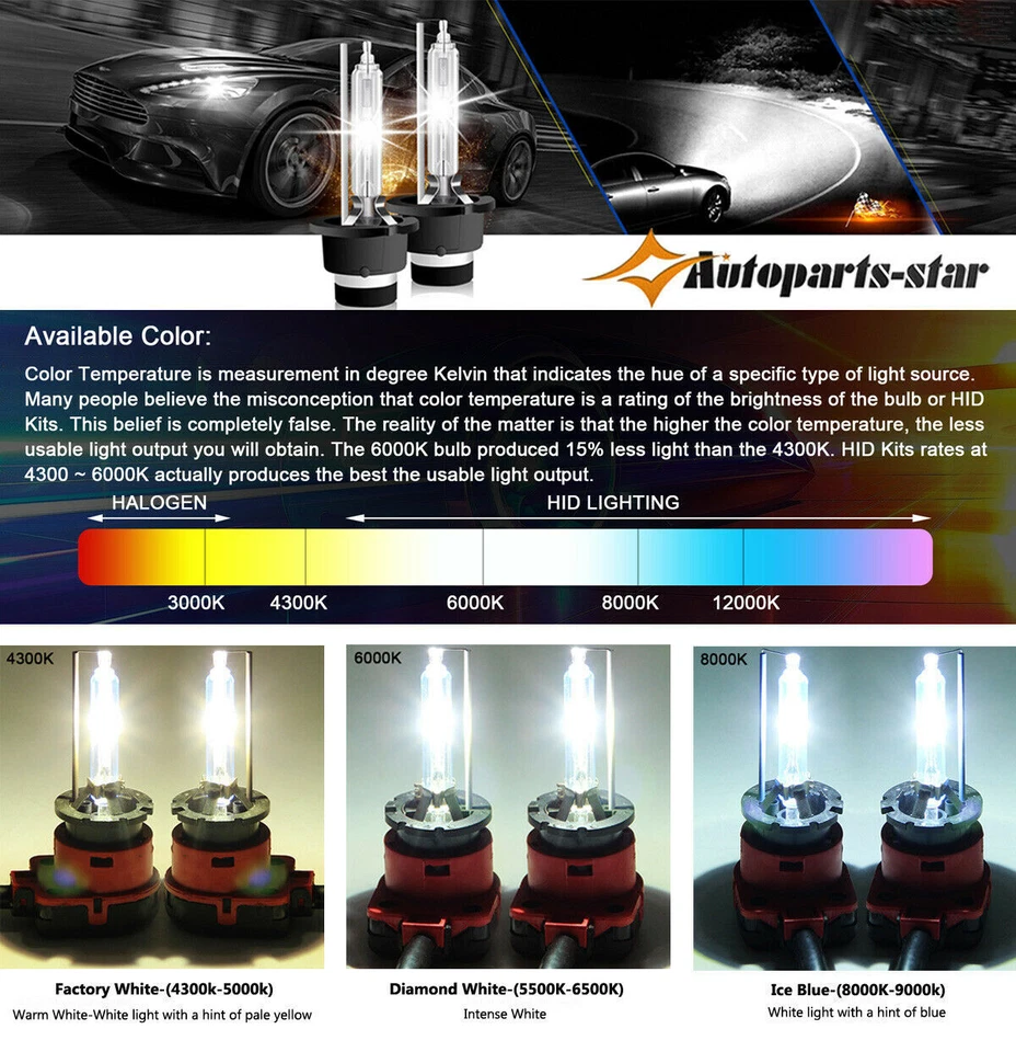 2 piezas D2S 35W 8000K Blanco HID Xenón Repuesto Luces bajas/altas Faros Lámpara Bombillas Foto 3 de 4